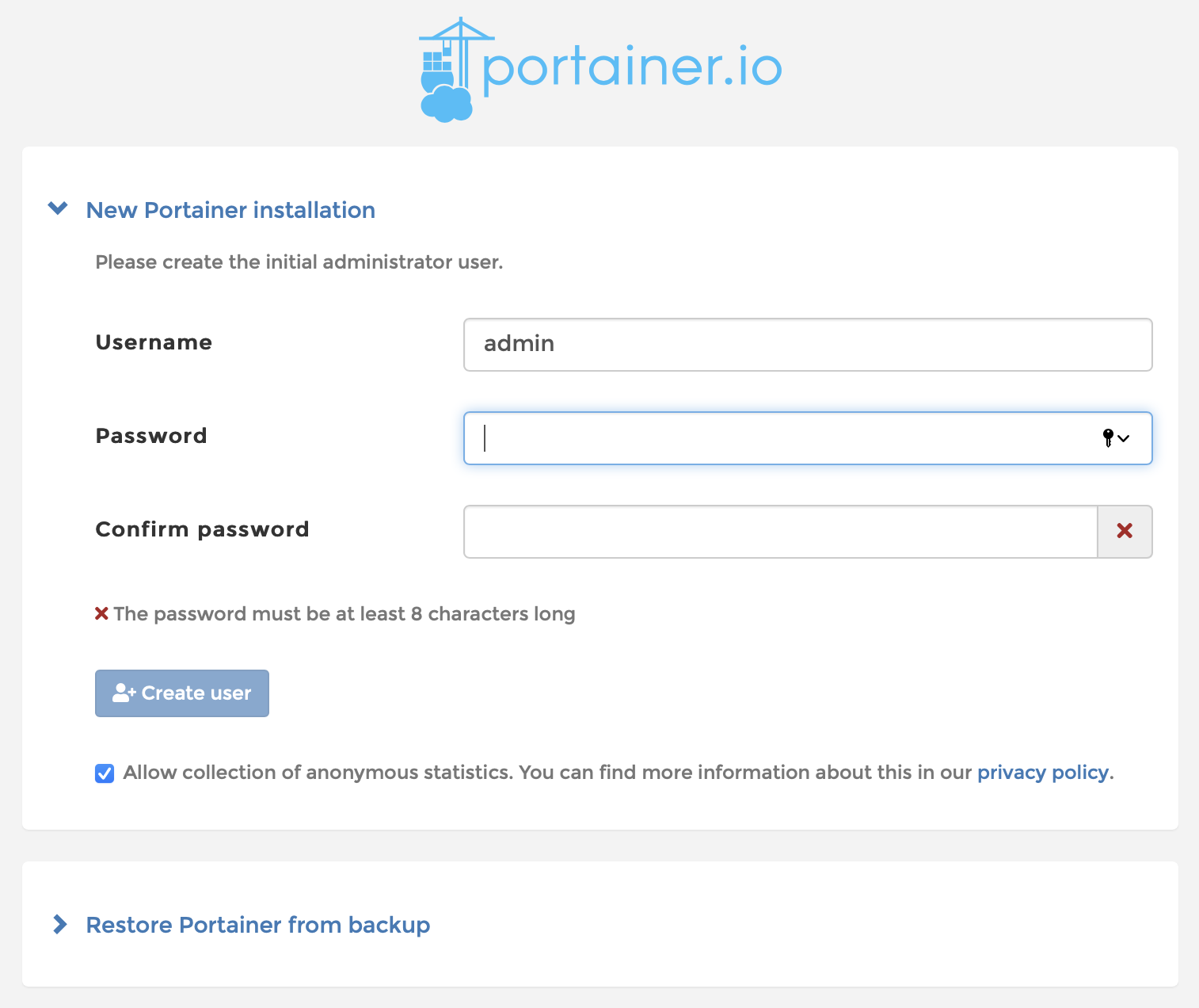 Portainer Admin Password